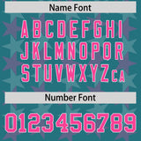 Custom Aqua Pink Personalized All Star Graffiti Pattern Authentic Football Jersey