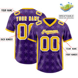 Custom Purple Gold Personalized All Star Graffiti Pattern Authentic Football Jersey