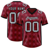 Custom Crimson Black Personalized All Star Graffiti Pattern Authentic Football Jersey