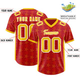 Custom Red Yellow Personalized All Star Graffiti Pattern Authentic Football Jersey