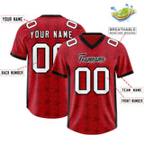 Custom Red Black Personalized All Star Graffiti Pattern Authentic Football Jersey