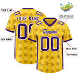 Custom Gold Purple Personalized All Star Graffiti Pattern Authentic Football Jersey