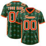 Custom Green Orange Personalized All Star Graffiti Pattern Authentic Football Jersey