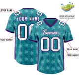 Custom Aqua Purple Personalized All Star Graffiti Pattern Authentic Football Jersey