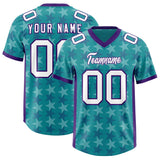 Custom Aqua Purple Personalized All Star Graffiti Pattern Authentic Football Jersey