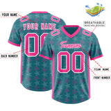 Custom Aqua Pink Personalized All Star Graffiti Pattern Authentic Football Jersey