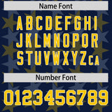 Custom Navy Gold Personalized All Star Graffiti Pattern Authentic Football Jersey