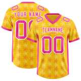Custom Gold Pink Personalized All Star Graffiti Pattern Authentic Football Jersey