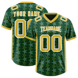 Custom Green Old Gold Personalized All Star Graffiti Pattern Authentic Football Jersey