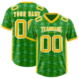 Custom Kelly Green Gold Personalized All Star Graffiti Pattern Authentic Football Jersey