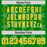 Custom Kelly Green Gold Personalized All Star Graffiti Pattern Authentic Football Jersey