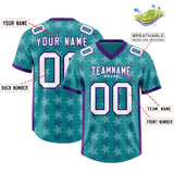 Custom Aqua Purple Personalized All Star Graffiti Pattern Authentic Football Jersey