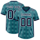 Custom Aqua Navy Personalized All Star Graffiti Pattern Authentic Football Jersey