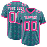 Custom Aqua Pink Personalized All Star Graffiti Pattern Authentic Football Jersey