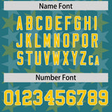 Custom Aqua Gold Personalized All Star Graffiti Pattern Authentic Football Jersey