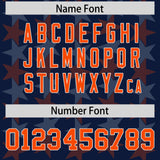 Custom Navy Orange Personalized All Star Graffiti Pattern Authentic Football Jersey