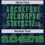 Custom Navy Kelly Green Personalized All Star Graffiti Pattern Authentic Football Jersey