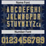 Custom Navy Old Gold Personalized All Star Graffiti Pattern Authentic Football Jersey