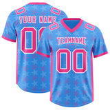Custom Light Blue Pink Personalized All Star Graffiti Pattern Authentic Football Jersey