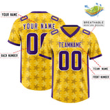 Custom Gold Purple Personalized All Star Graffiti Pattern Authentic Football Jersey