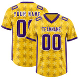 Custom Gold Purple Personalized All Star Graffiti Pattern Authentic Football Jersey