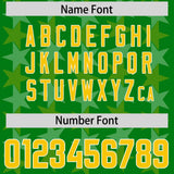 Custom Kelly Green Gold Personalized All Star Graffiti Pattern Authentic Football Jersey