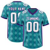 Custom Aqua Purple Personalized All Star Graffiti Pattern Authentic Football Jersey