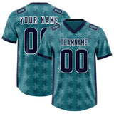 Custom Aqua Navy Personalized All Star Graffiti Pattern Authentic Football Jersey