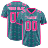 Custom Aqua Pink Personalized All Star Graffiti Pattern Authentic Football Jersey