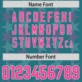 Custom Aqua Pink Personalized All Star Graffiti Pattern Authentic Football Jersey