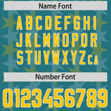 Custom Aqua Gold Personalized All Star Graffiti Pattern Authentic Football Jersey