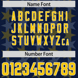 Custom Navy Gold Personalized All Star Graffiti Pattern Authentic Football Jersey