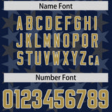 Custom Navy Old Gold Personalized All Star Graffiti Pattern Authentic Football Jersey