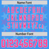 Custom Light Blue Pink Personalized All Star Graffiti Pattern Authentic Football Jersey