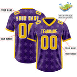 Custom Purple Gold Personalized All Star Graffiti Pattern Authentic Football Jersey