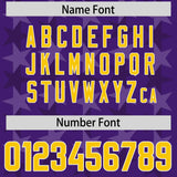 Custom Purple Gold Personalized All Star Graffiti Pattern Authentic Football Jersey