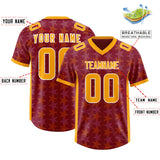 Custom Crimson Yellow Personalized All Star Graffiti Pattern Authentic Football Jersey
