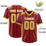 Custom Crimson Gold Personalized All Star Graffiti Pattern Authentic Football Jersey