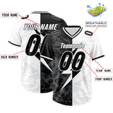 Custom White Black Split Personalized Lightning Pattern Football Jersey