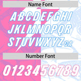 Custom White Pink Split Personalized Lightning Pattern Football Jersey