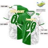 Custom Kelly Green White Split Personalized Lightning Pattern Football Jersey