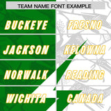 Custom Kelly Green White Split Personalized Lightning Pattern Football Jersey