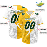 Custom Yellow White Split Personalized Lightning Pattern Football Jersey