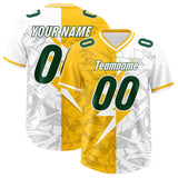 Custom Yellow White Split Personalized Lightning Pattern Football Jersey