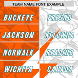 Custom Orange White Split Personalized Lightning Pattern Football Jersey