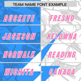 Custom Light Blue White Split Personalized Lightning Pattern Football Jersey