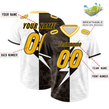 Custom Brown White Split Personalized Lightning Pattern Football Jersey