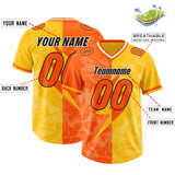Custom Orange Yellow Split Personalized Lightning Pattern Football Jersey