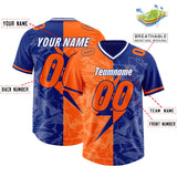 Custom Orange Royal Split Personalized Lightning Pattern Football Jersey