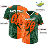 Custom Green Orange Split Personalized Lightning Pattern Football Jersey